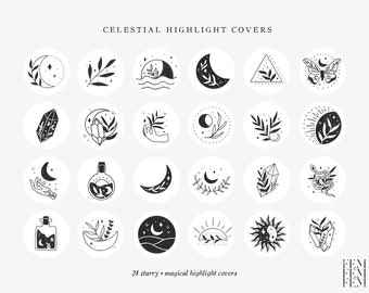 Celestial Magic Hand Drawn Instagram Highlight Covers | Illustration | Line Art | Social Media Icons | Instagram Story Icons | Insta Stories