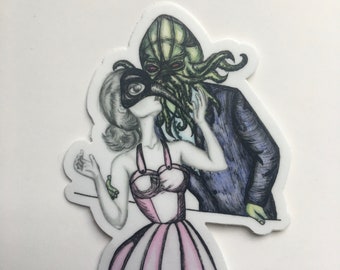 Cthulhu Sticker, Vintage Woman Sticker, Apothecary Sticker, Plague Sticker, Black Plague Art, Fantasy Stickers, Tentacle Sticker, Art Gift