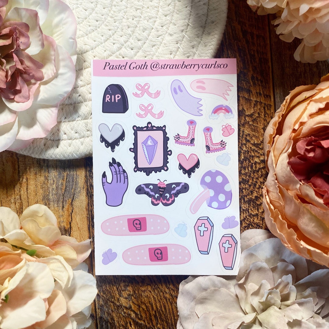 Pastel Goth Stickers, Creepy Cute Stickers, Witch Sticker Sheet, Pastel ...