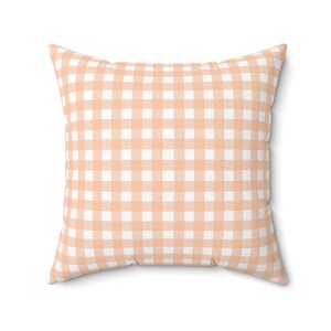 Almofada xadrez pastel, almofada xadrez pêssego, almofada xadrez bege, almofada xadrez para quarto, almofada coral claro para sofá, almofada leve, simples, laranja claro