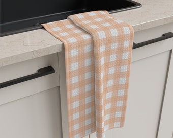 Pfirsich Karo Geschirrtuch: Geschirrtuch mit Tartan-Karomuster