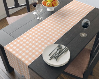 Pfirsich Karierter Tischläufer: Aprikosen Gingham Esszimmer Herzstück