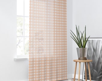 Pfirsich Kariert Gardine: Gingham kariert Vorhänge