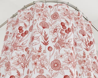 Roter Wildblumen Duschvorhang: Rustikales Blumendekor