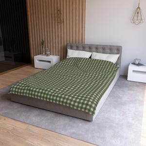 Green Plaid Duvet Cover Farmhouse Bedding Set Rustic Bedroom Decor Country Cottage Home Checkered Comforter Dark Green Gingham Bedspread