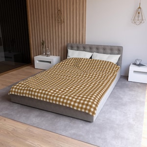 Brown Plaid Duvet Cover: Rustic Gingham Farmhouse Bedding