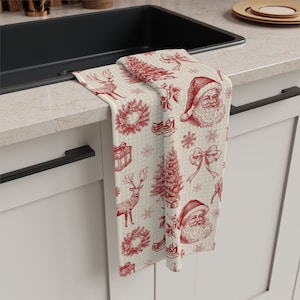 Vintage Santa Christmas Tea Towel: Retro Holiday Kitchen Decor