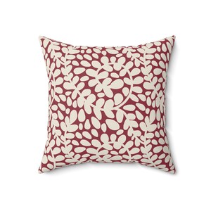 Almofada Quadrada Boho Vine Groovy | Almofadas de Arremesso Boho Branches | Almofada Simples de Folhas Florais | Almofadas de Sala de Estar Floral Bege Retro