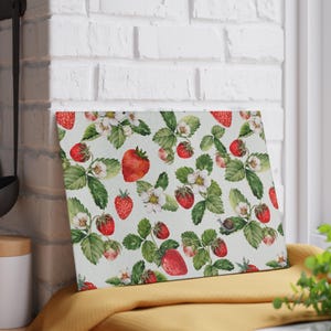 Strawberry Glass Cutting Board: Kitchen Decor, Culinary Art