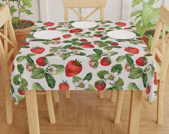 Vintage Erdbeer Print Tischdecke: Retro Beeren Garten Dekor