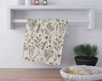 Toile Blumen Küchenhandtuch: Rustikales Cottagecore Dekor