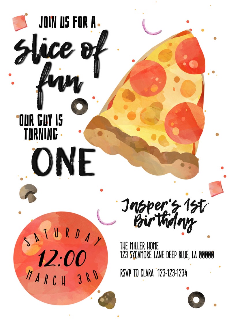 Pizza Party Birthday Invitation Template Digital Download | Etsy