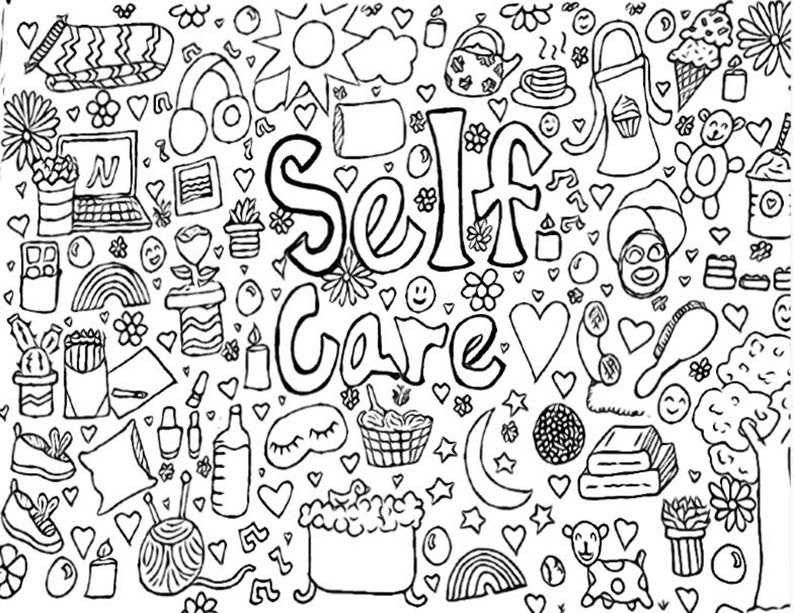 Self-care Doodles Coloring Page Digital Download Printable - Etsy