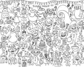 Nightmare Before Christmas Coloring Page Digital Download | Etsy