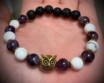 Amethyst and Howlite Gemstone Healing Bracelet