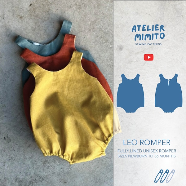 Baby Unisex Reversible Romper PDF Sewing Pattern