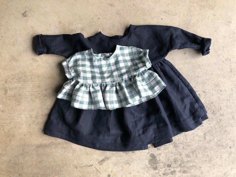 PDF Tutorial with Pictures Step by Step Cute School Girl Pattern and Tutorial 6 months to 8 Years Girls Linen Dress /& Top Sewing Pattern
