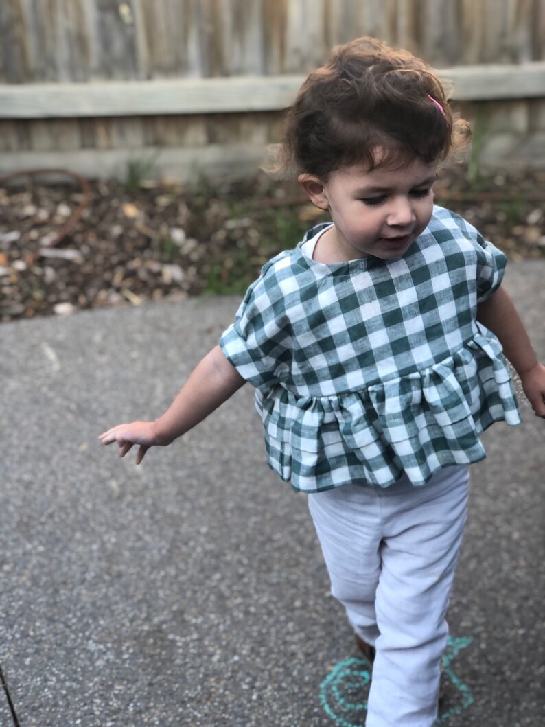 PDF Tutorial with Pictures Step by Step Cute School Girl Pattern and Tutorial 6 months to 8 Years Girls Linen Dress /& Top Sewing Pattern