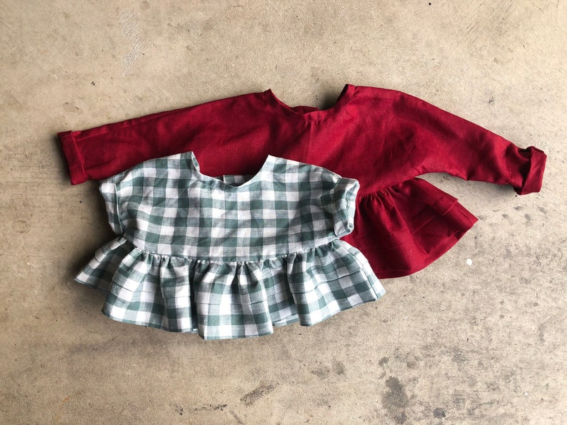 PDF Tutorial with Pictures Step by Step Cute School Girl Pattern and Tutorial 6 months to 8 Years Girls Linen Dress /& Top Sewing Pattern