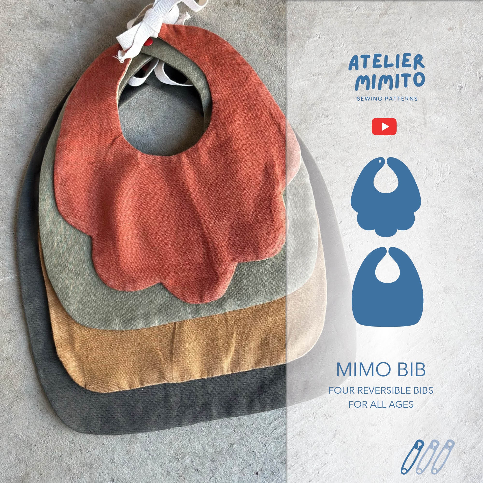 Patron de Couture Bavoirs MIMO Bébé 4 en 1 - PDF