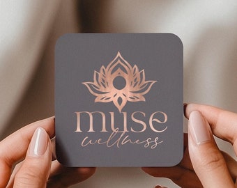 Rose Gold Lotus Logo Design - Wellness, Spa, Health, Massage, Healing, Nail Salon Branding - Modern Elegant Business Logo