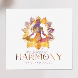 Woman Lotus Mandala Logo, Silhouette Wellness Branding Design