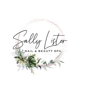 Floral Circle Logo -  Premade Logo Design - Logo Design and Branding Package - Floral Wreath Logo - Palm Logo - Rose Gold Logo - Beauty Logo