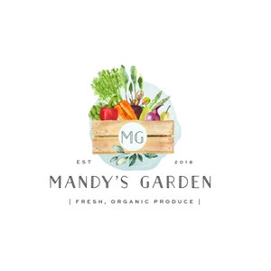 Logo de boîte de légumes - création de logo premade - Logo de légumes - Logo de ferme - Logo bio et image de marque - Logo de nutrition - Logo de boîtes de légumes