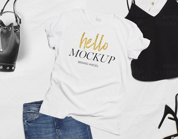 White T Shirt Mockup Tshirt Mockup Flat Lay T Shirt Stock Etsy