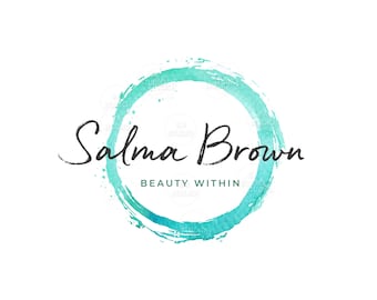 Teal Circle Logo - Premade Logo Design - Logo Design and Branding Package - Teal Logo - Yoga Logo - Boho Logo - Health Logo - Enso Teal Logo