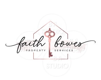 Real Estate Logo -  Premade Logo Design - Key Logo - House Logo - Property Logo - Branding Design - Logo Design - Rose Gold Logo - Realtor
