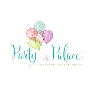 Logotipo de balão - Design de logotipo personalizado - Logotipo de festa - Logotipo de evento - Logotipo de confete - Design de logotipo de balões - Logotipo de planejador de eventos - Marca de design de eventos