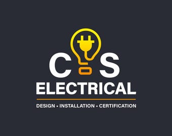 Electrician Logo Design, Premade Business Branding, Light Bulb Logo, Plug Icon Logo, Electrical Contractor, Home Services Logo UK