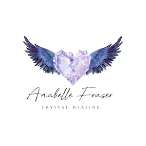 Crystal Wings Branding - Mystic Logo - Crystal Logo - Premade Logo Design - Nature Logo - Logo Design and Branding Package - Wellbeing Logo