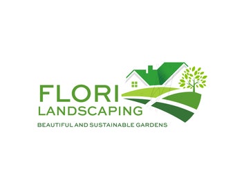 Landschaftsbau Logo Logo Design Vorgefertigtes Logo Business Branding Gartenarbeit Landschaft Logo Garten Rasen Logo Baum und Haus Grünes Markenlogo