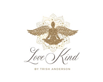 Wellbeing Logo - Meditation Branding - Mystic Logo - Gold Wings Logo - Premade Logo Design - Nature Logo - Logo Design and Branding Package