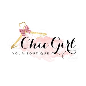 Clothes Hanger Logo - Premade Logo Design -   Boutique Logo Fashion Logo - Rose Logo -  Hanger Logo - Pink Bow  Hanger Clothing Logo