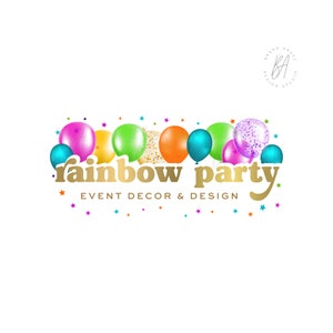 Event Logo Design, Balloons Logo Design, Party Logo, Event Planner Logo, Kids Party Logo, Rainbow Balloons Logo Design, Party Decor Logo
