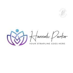 Wellness Logo Design Premade Logo Purple and Teal Lotus Logo Nature Logo Health Logo  Spiritual  Logo Healing Logo Meditation  Logo Brand