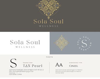 Gold Mandala Logo, Wellness Canva Brand Template