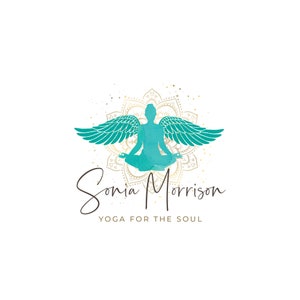 Wellbeing Logo - Meditation Branding - Mystic Logo - Teal Wings Logo - Premade Logo Design - Nature Logo - Logo Design and Branding Package