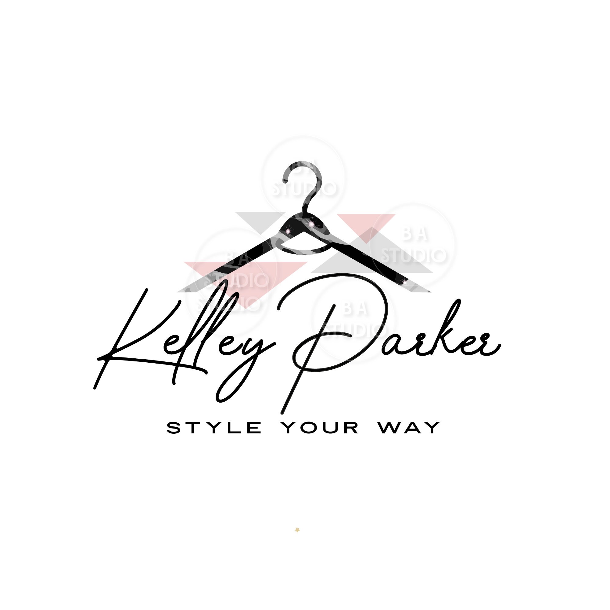 Kids clothes store logo with hanger and little Vector Image