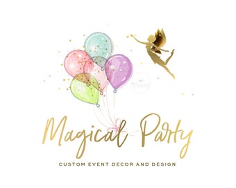event planner business cards Balloon Logo - Custom Logo Design - Party Logo - Event Logo - Confetti Logo - Balloons Logo Design - Event Planner Logo - Balloon Fairy logo