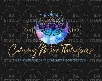 Caring Moon Logo - Healing Moon Logo - Moon Therapy Logo - Moon Wellness Logo - Moon Cure Therapy Logo - Alternative Therapy Logo - Wellness