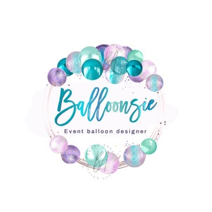 Design de logotipo de balões, design de logotipo e marca de festa, logotipo de decoração de balão, design de círculo de balão, guirlanda de balão, balão de festa de aniversário