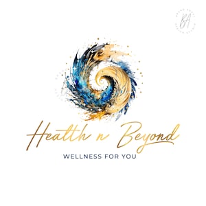 Design del logo Blue Spiral Wave, logo astratto Wellness, design del marchio sanitario, inchiostro acquerellato, logo oceano, logo onda oceano