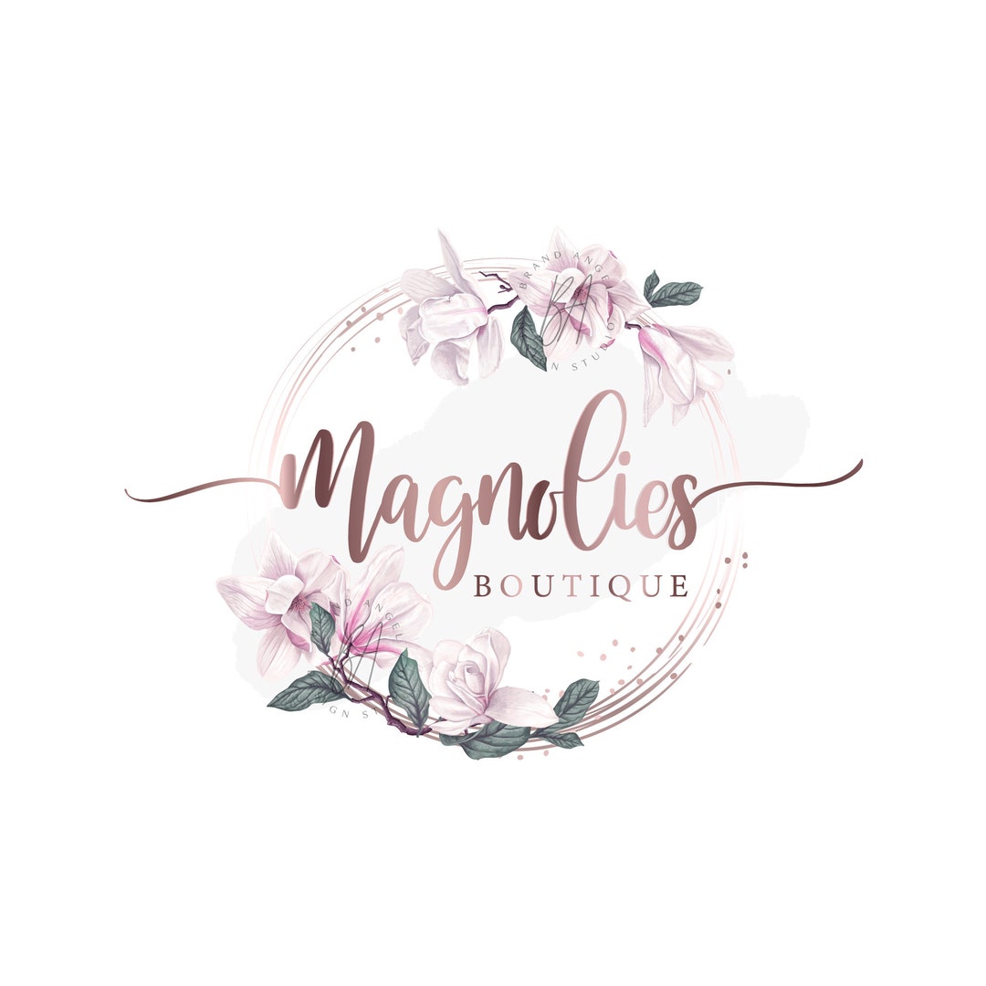 Magnolia Logo Blossom Flower Logo Design Premade Logo Wedding Logo ...