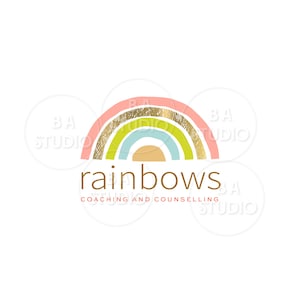 Diseño de logotipo de arcoíris - Logotipo de coaching - Logotipo de guardería - Diseño de logotipo - Paquete de marca - Logotipo de tutor - Logotipo de niños - Logotipo de felicidad