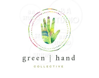 Nature Logo - Hand Logo - Premade Logo Design - Green Logo - Logo Design and Branding Package -  Eco Logo - Health Logo - Environment Logo