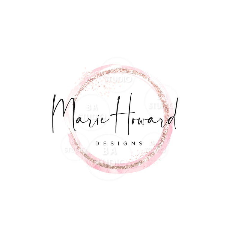 Circle Logo Pink Glitter Logo Brush Circle Logo Pink Etsy